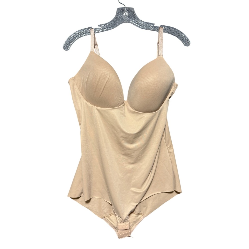 Assets by Spanx Bodysuit Women 1X Nude Firm Control Seamless Underwire Shapewear